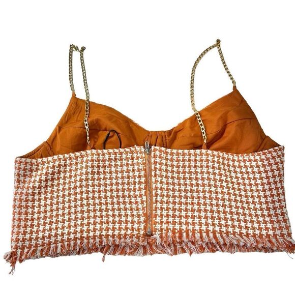 Cider Orange Tweed‎ Houndstooth Crop Top, XL - Picture 3 of 9